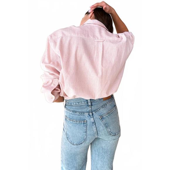 NEW EMERSON FRY ryan shirt in rose stripe - Picture 2 of 4